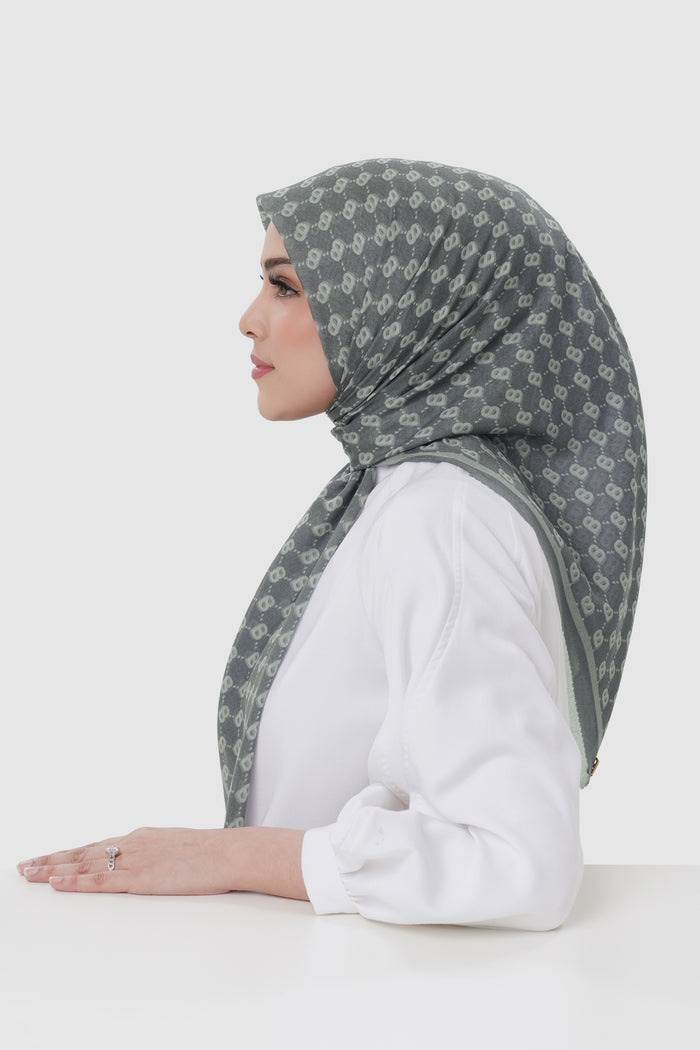 beverly square scarf in pewter by buttonscarves side view
