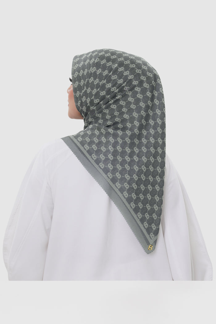 beverly square scarf in pewter by buttonscarves back view