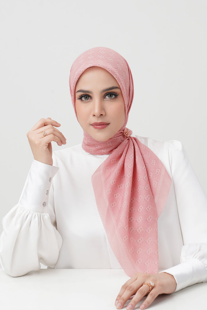 beverly square scarf in rose by buttonscarves front view