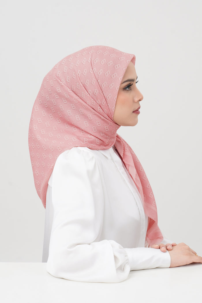 beverly square scarf in rose by buttonscarves side view