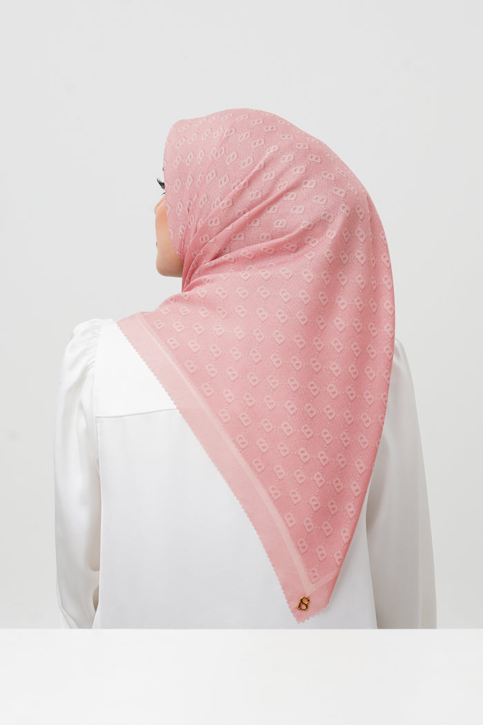 beverly square scarf in rose by buttonscarves back view