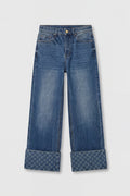 beverly wide leg denim pants in light blue by buttonscarves