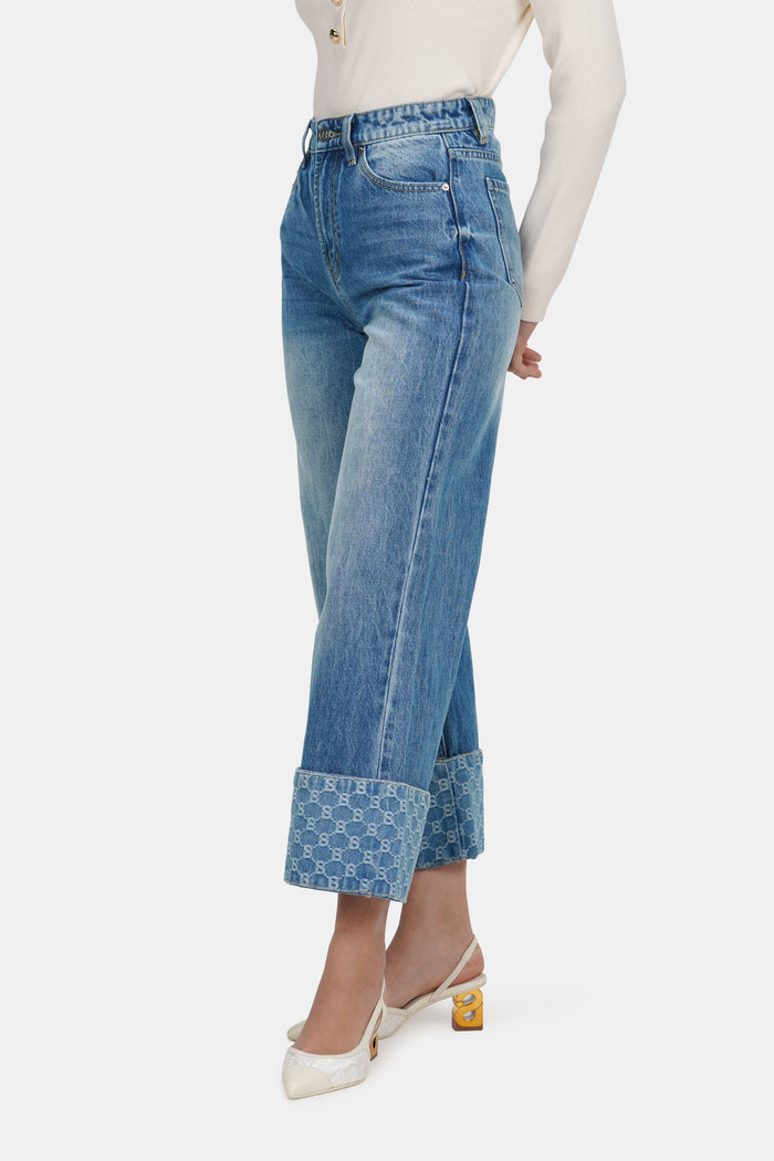 beverly wide leg denim pants in light blue by buttonscarves overview look