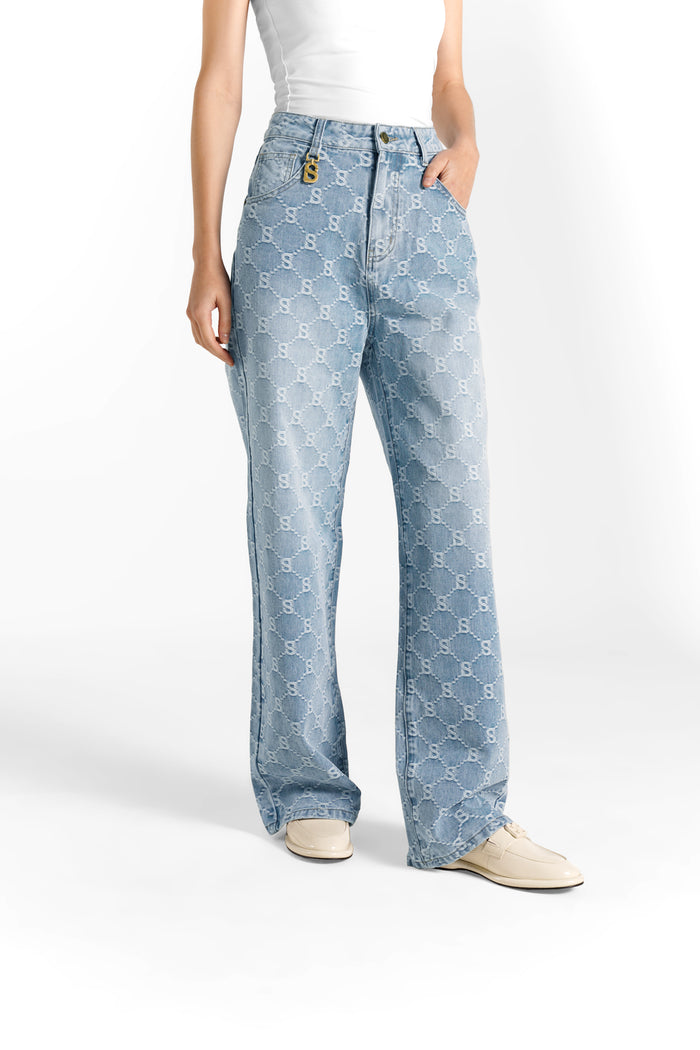 Beverly Wide Leg High-Rise Jeans - Light Blue