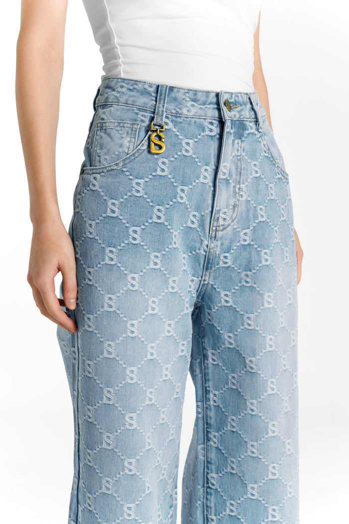 Beverly Wide Leg High-Rise Jeans - Light Blue