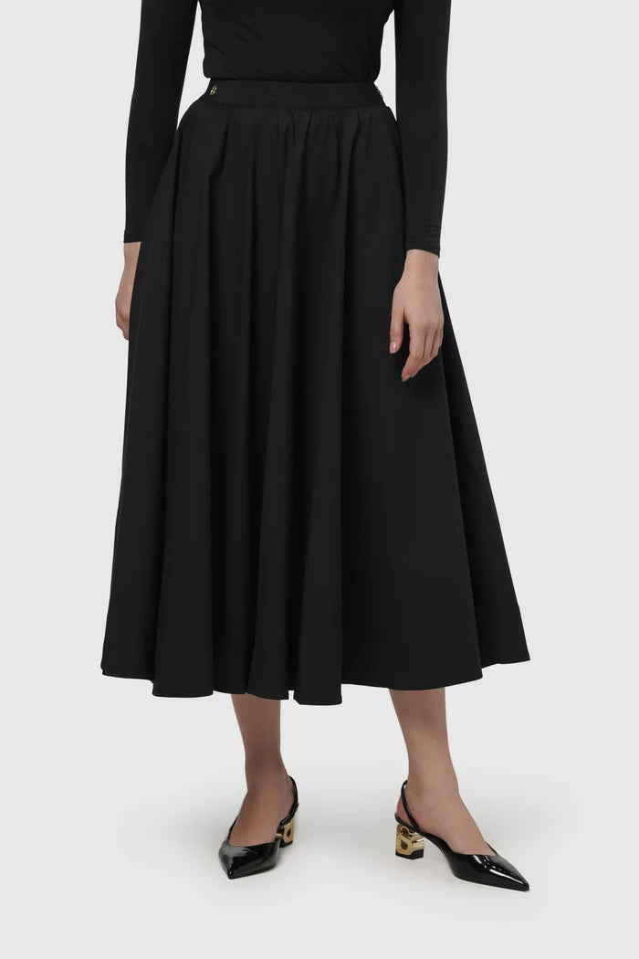 bianca cotton skirt in black by buttonscarves front view
