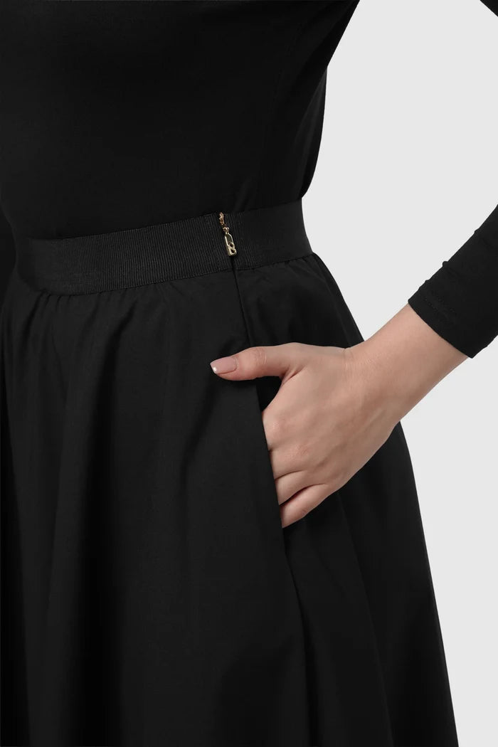 bianca cotton skirt in black by buttonscarves side zipper detail