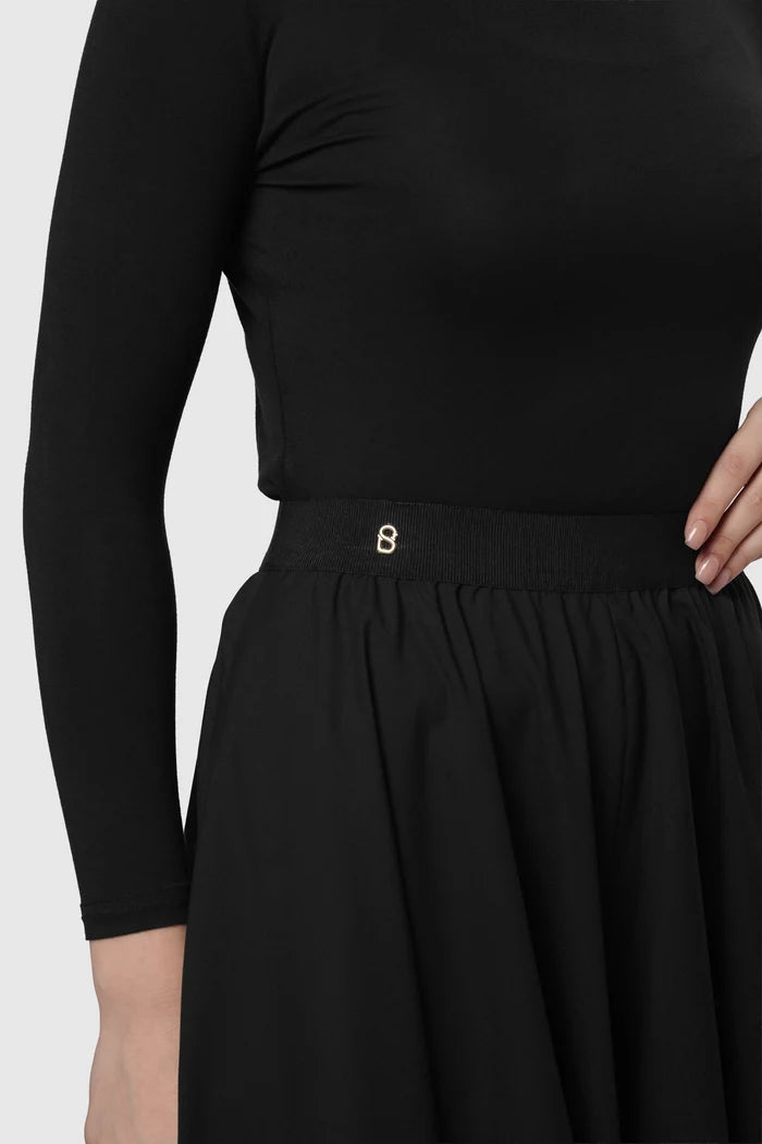 bianca cotton skirt in black by buttonscarves with high waisted structured fit