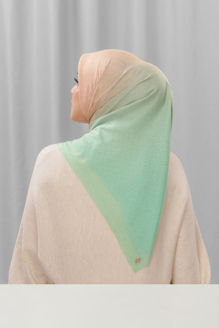 bimu horizon square scarf in mirach by buttonscarves back view