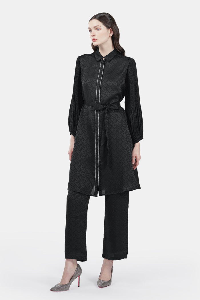 Bimu Monogram Satin Tunic Set - Eclipse