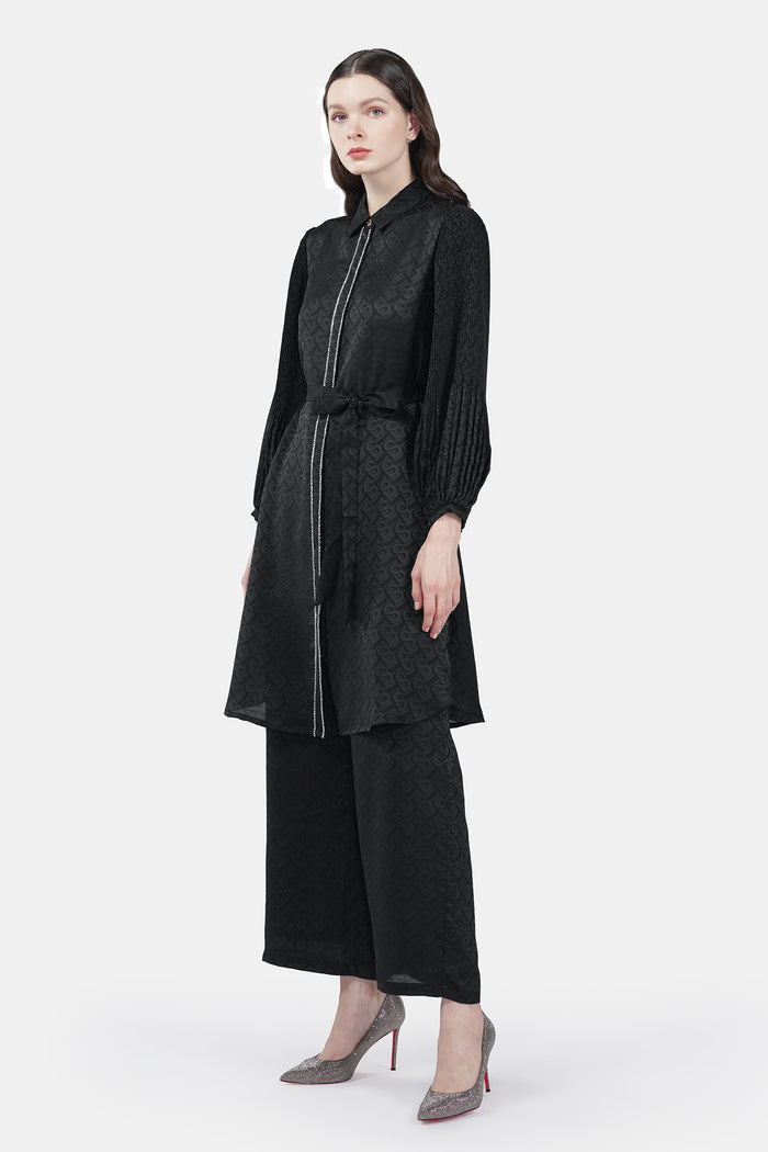 Bimu Monogram Satin Tunic Set - Eclipse