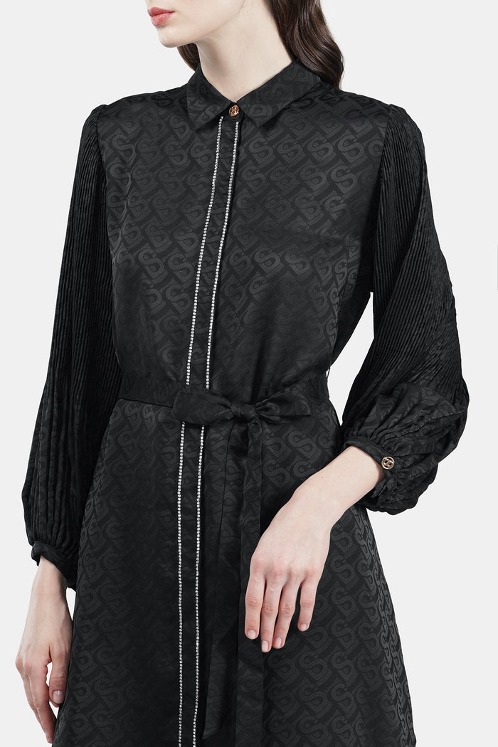 Bimu Monogram Satin Tunic Set - Eclipse