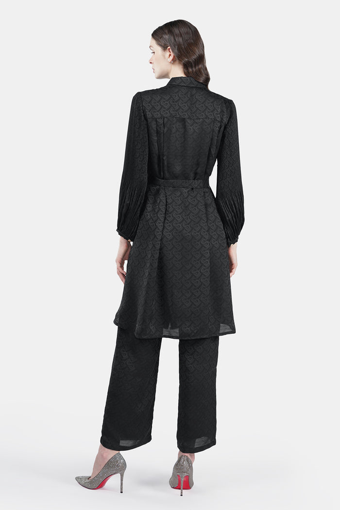 Bimu Monogram Satin Tunic Set - Eclipse