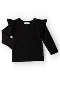 (S) Black L/S Ruffle Tee-Mila & Rose ®