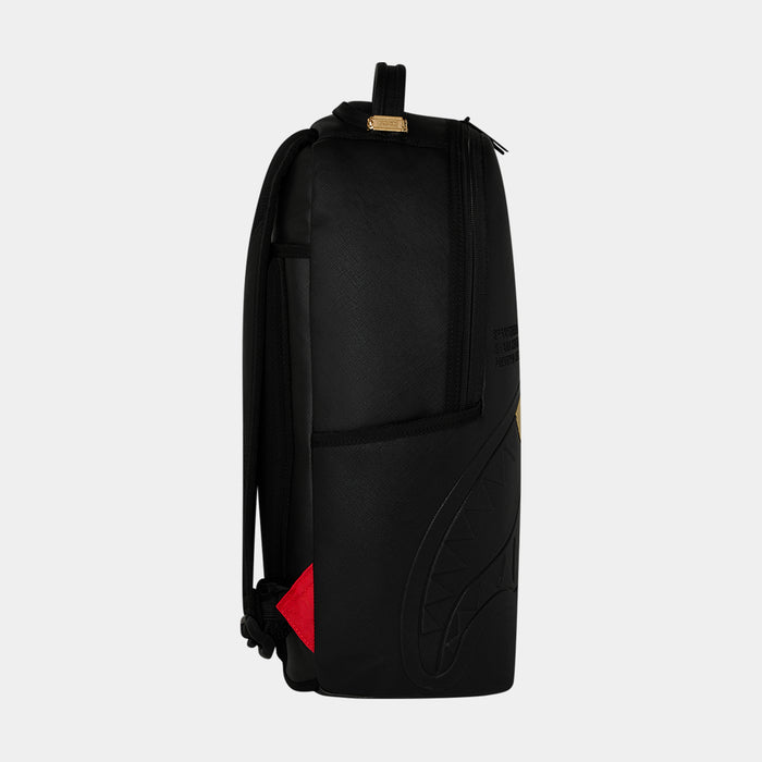 Blacked Out Embossed Gold Tooth Mens Backpack (Black/Gold)