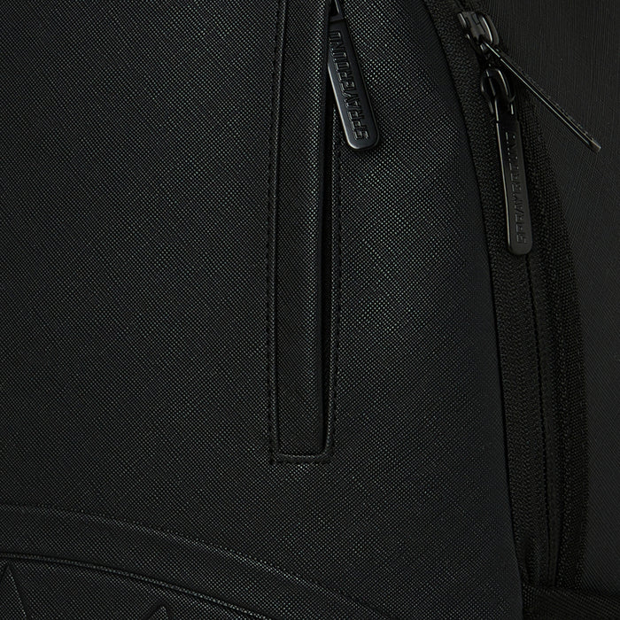 Blacked Out Embossed Gold Tooth Mens Backpack (Black/Gold)