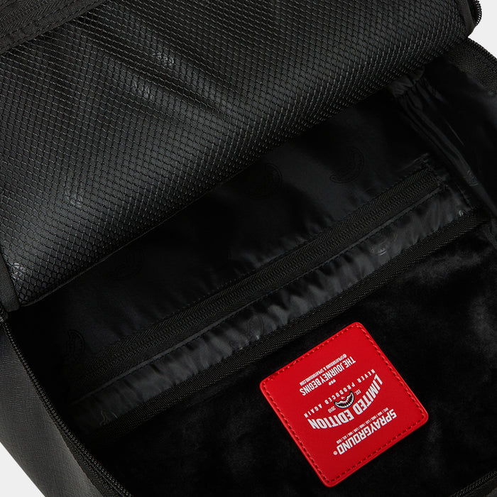 Blacked Out Embossed Gold Tooth Mens Backpack (Black/Gold)