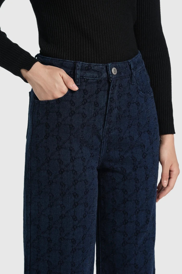 blair denim pants in navy by buttonscarves functional front pocket detail