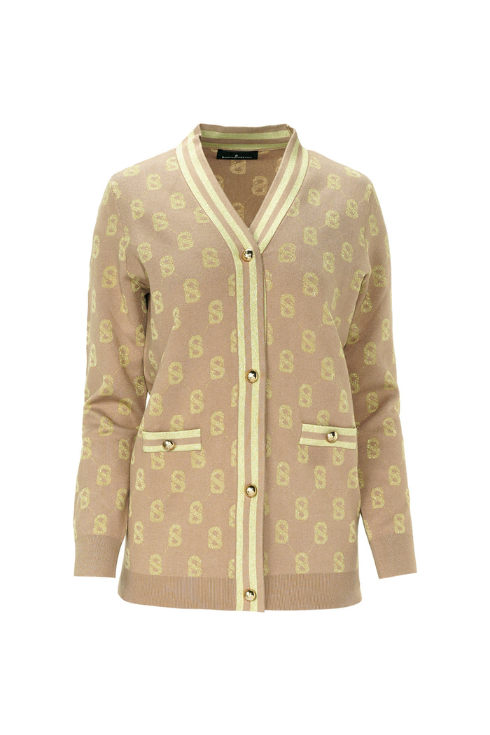 Blair Monogram Cardigan - Caramel