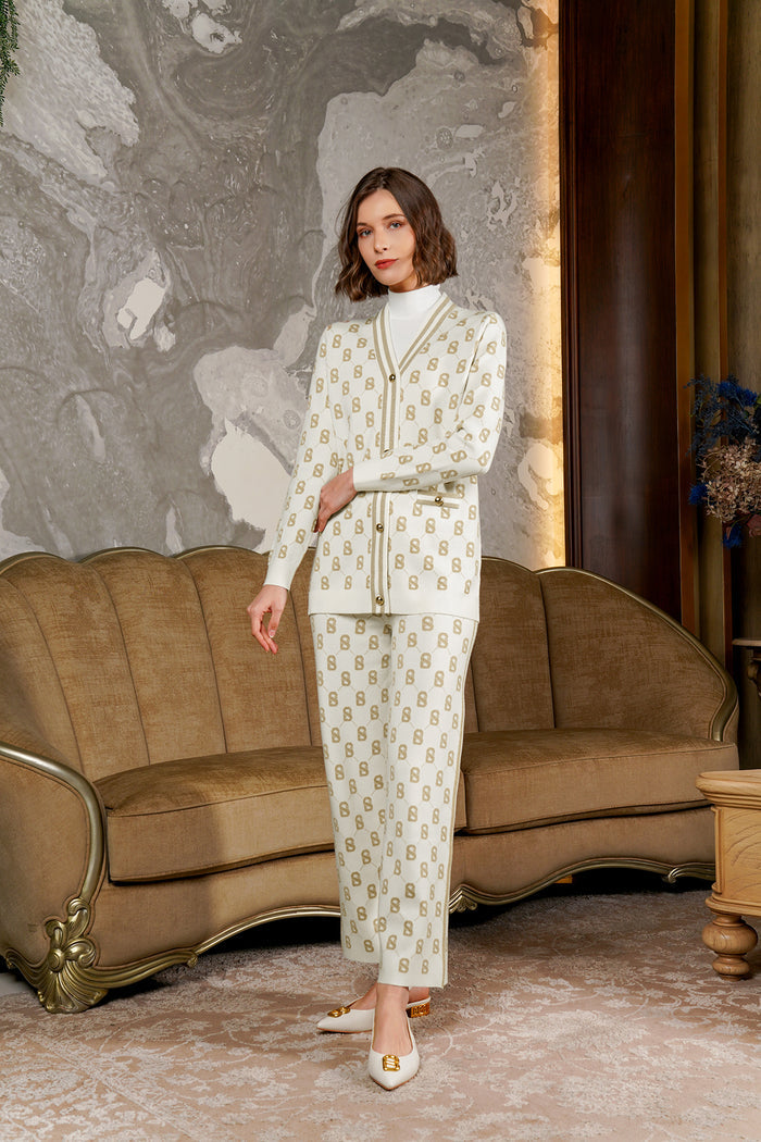 Blair Monogram Pants - White