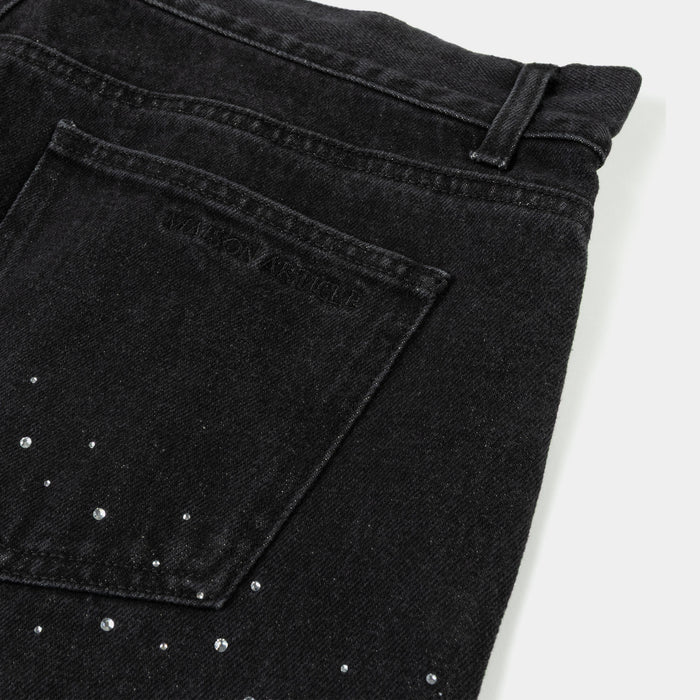 Bling Crosses Denim Mens Shorts (Black)