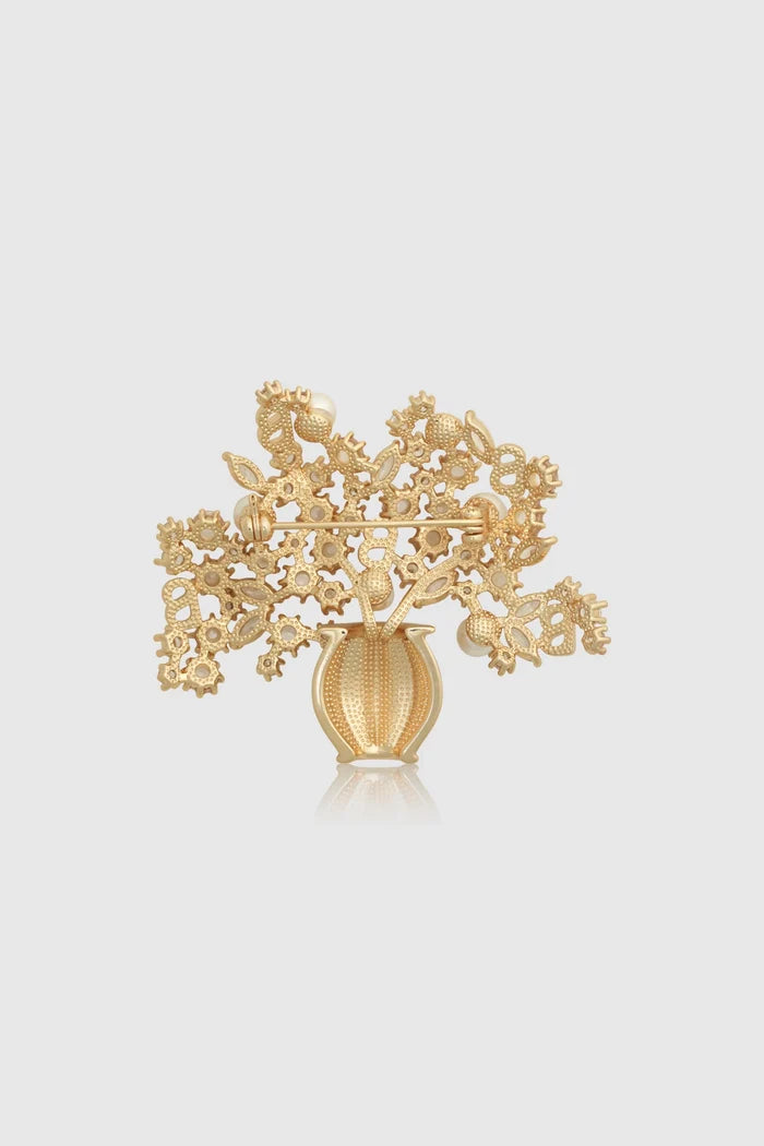 bloomora brooch in gold by buttonscarves back view