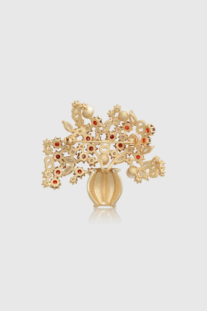 bloomora brooch in golden cherry by buttonscarves back view