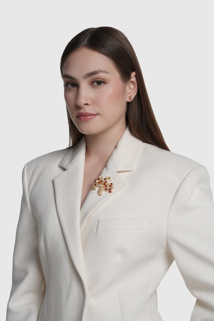 bloomora brooch in golden cherry by buttonscarves on blazer