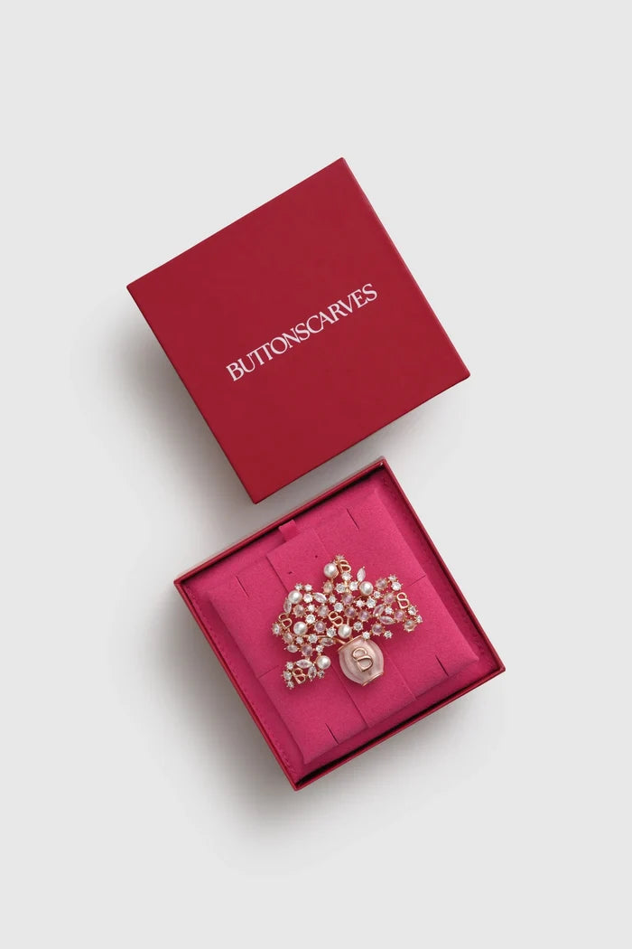 bloomora brooch in rose gold by buttonscarves