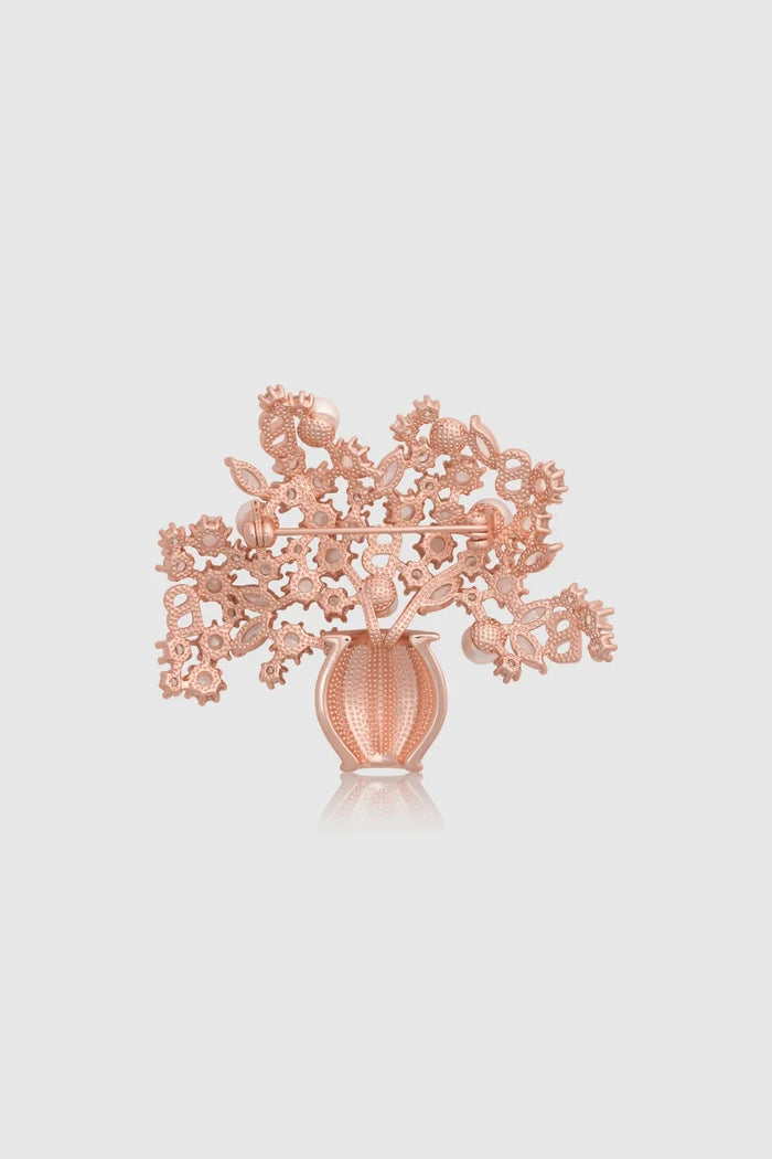 bloomora brooch in rose gold by buttonscarves back view