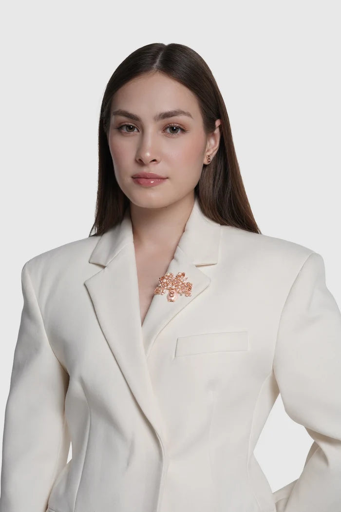 bloomora brooch in rose gold by buttonscarves on blazer