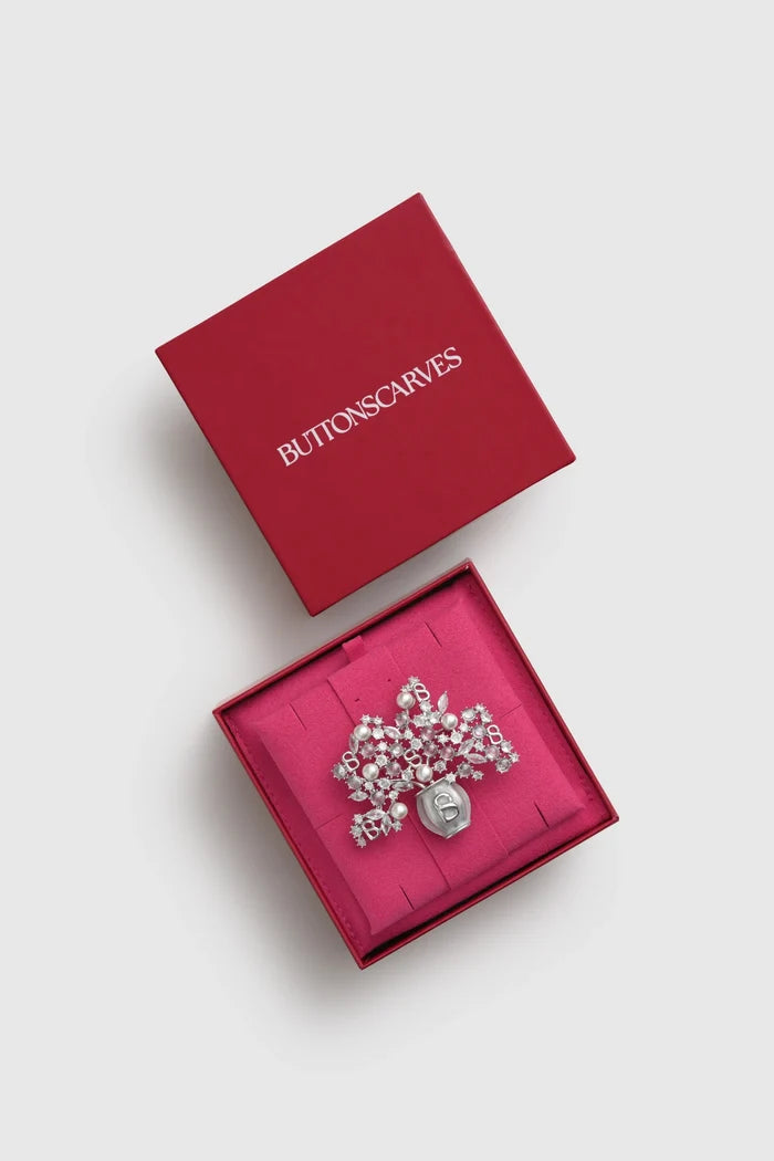 bloomora brooch in silver by buttonscarves