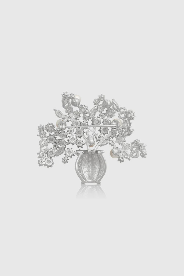 bloomora brooch in silver by buttonscarves back view