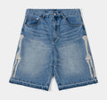 Bones Denim Washed Mens Shorts (Blue/Cream)