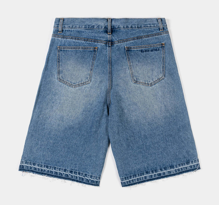 Bones Denim Washed Mens Shorts (Blue/Cream)