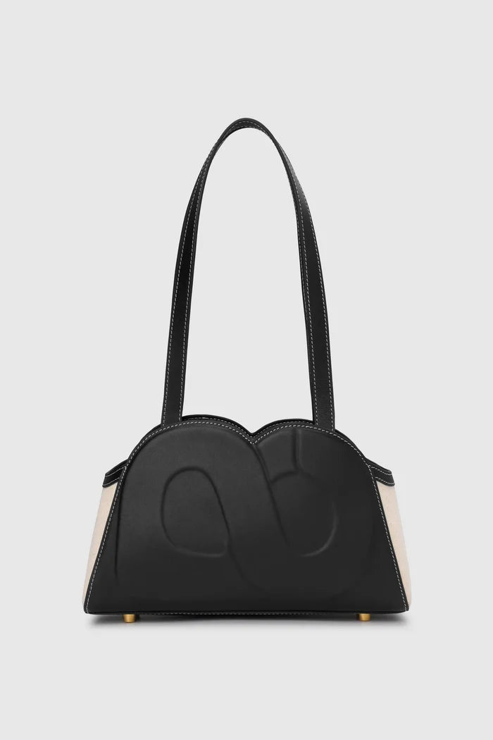 bora shoulder bag in black by buttonscarves front view