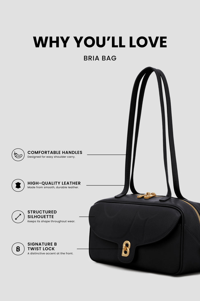 bria shoulder bag in black by buttonscarves feature overview