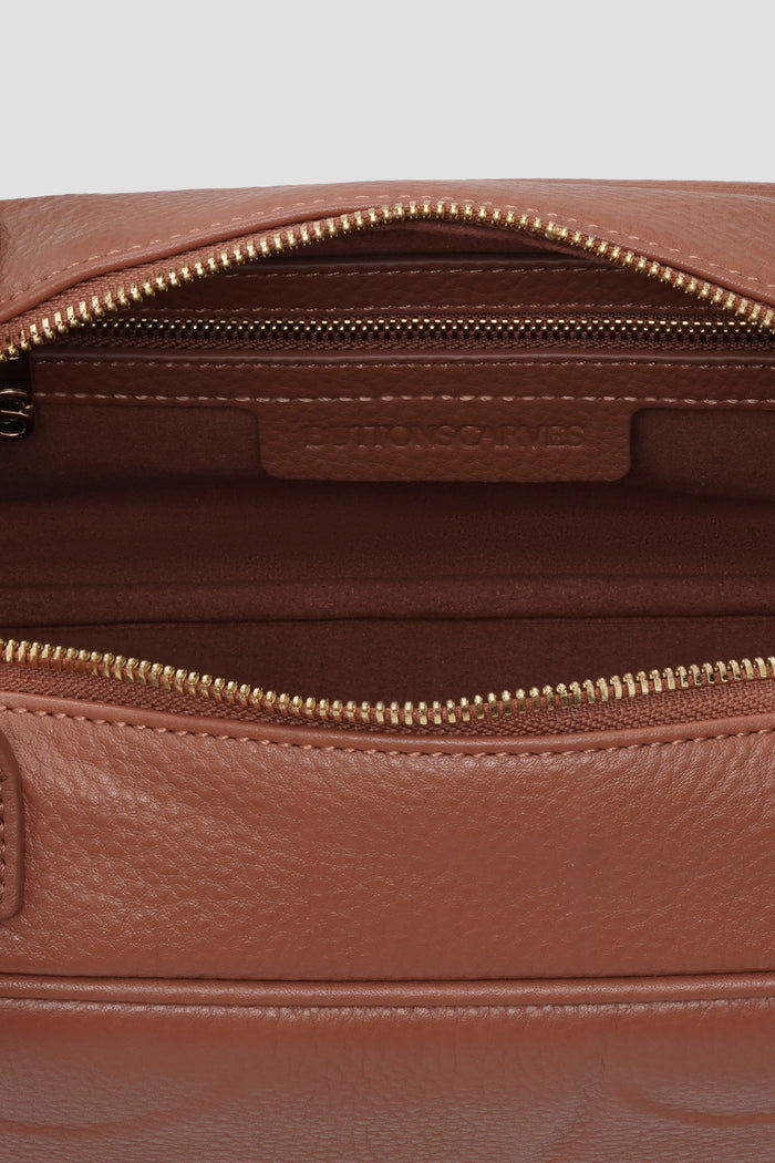 bria shoulder bag in caramel by buttonscarves interior