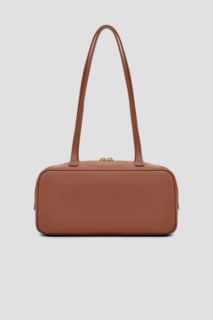 bria shoulder bag in caramel by buttonscarves back view