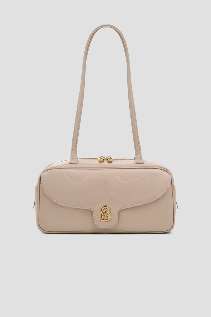 bria shoulder bag in clay by buttonscarves front view
