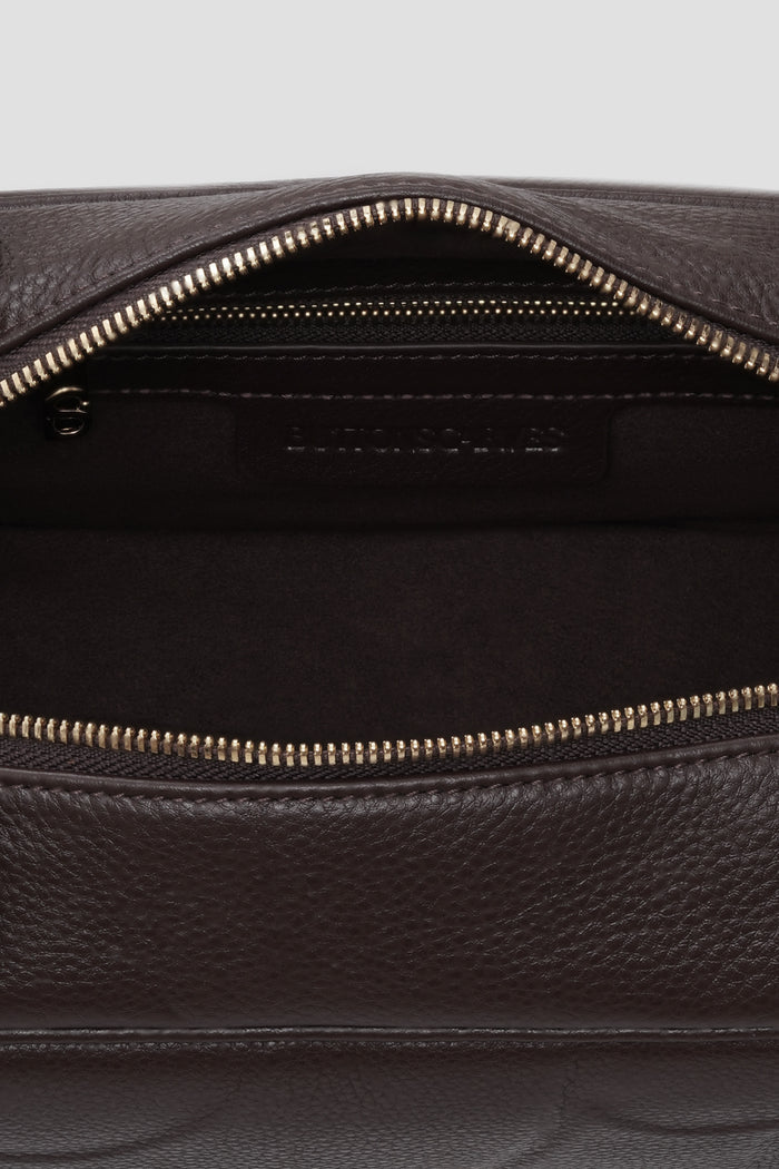 bria shoulder bag in dark brown by buttonscarves interior