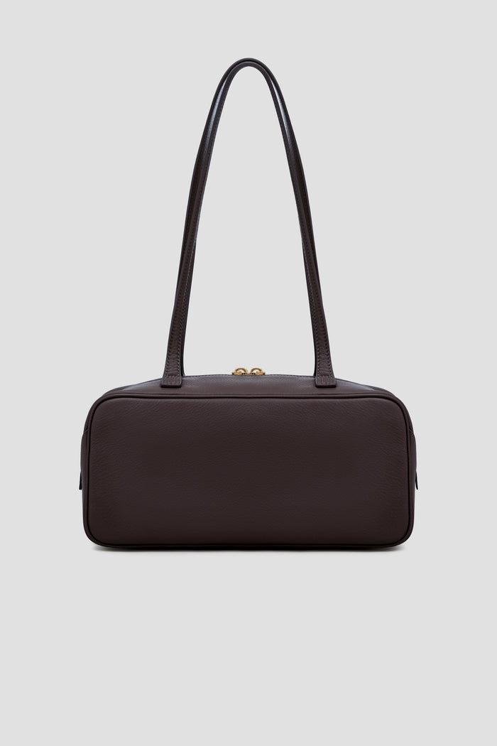 bria shoulder bag in dark brown by buttonscarves back view