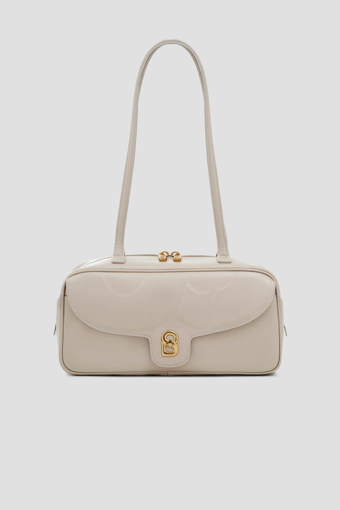 bria shoulder bag in lamb by buttonscarves front view