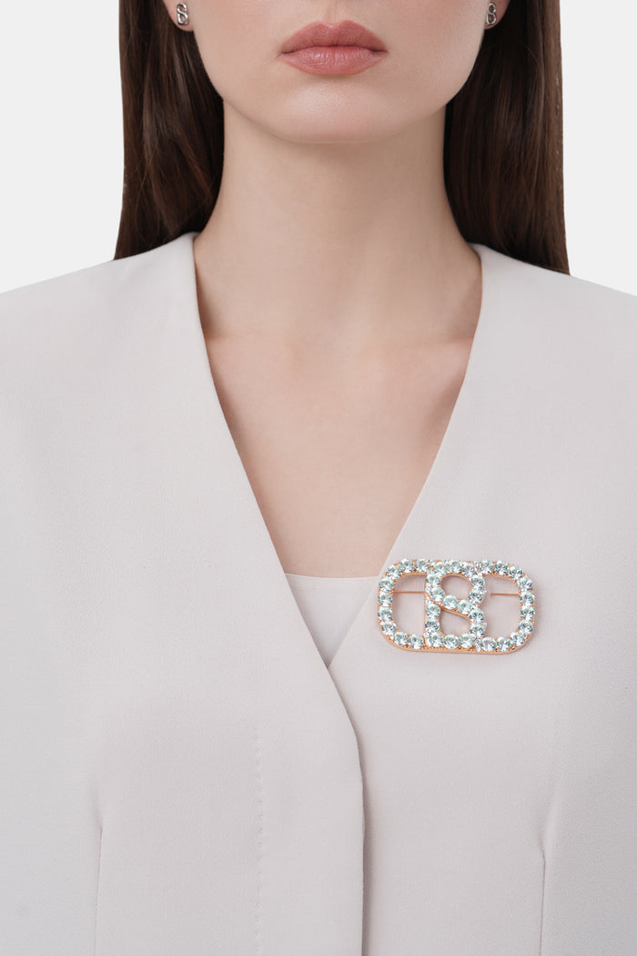 Briana Crystal Brooch Large - Blue