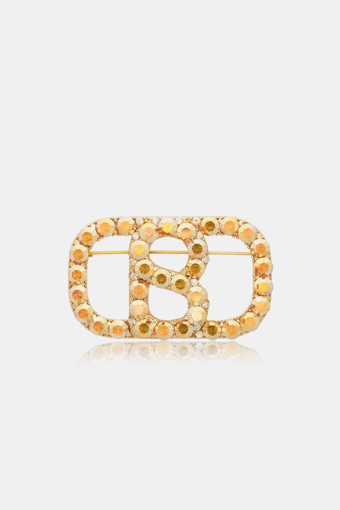 Briana Crystal Brooch Large - Gold Sunshine