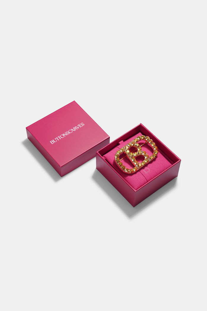 Briana Crystal Brooch Large - Gold Sunshine