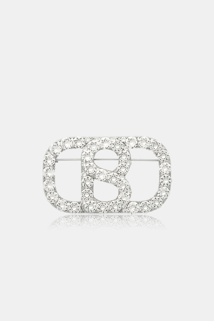 Briana Crystal Brooch Large - Silver Crystal