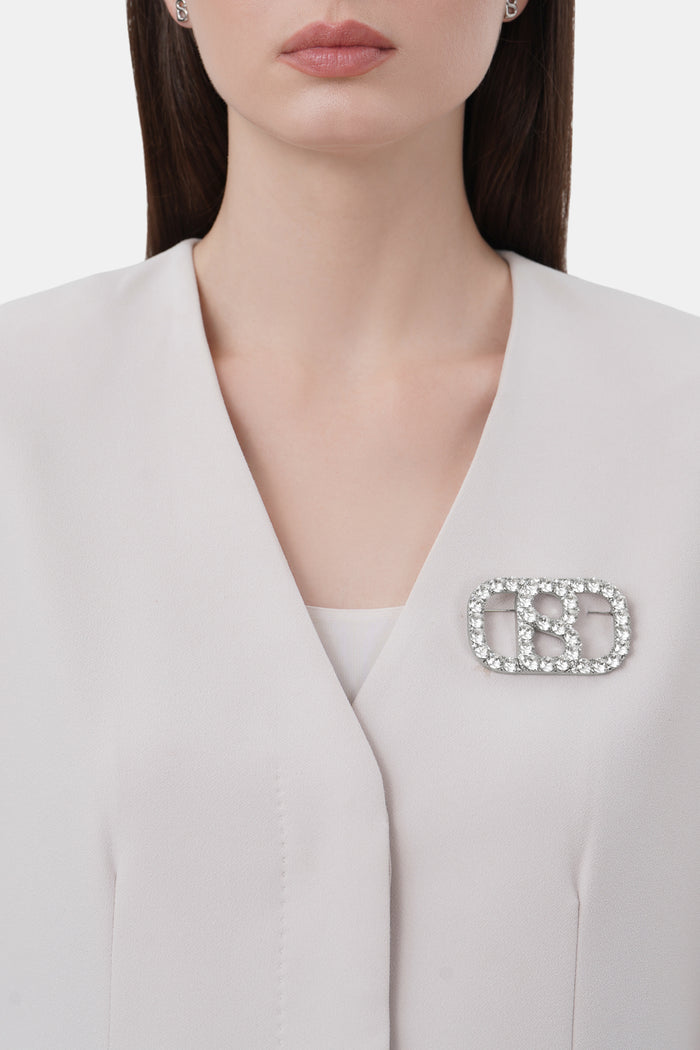 Briana Crystal Brooch Large - Silver Crystal