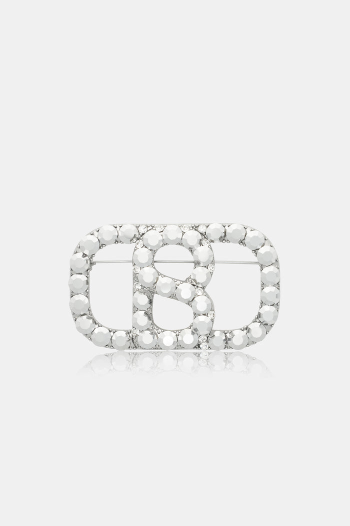 Briana Crystal Brooch Large - Silver Vintage