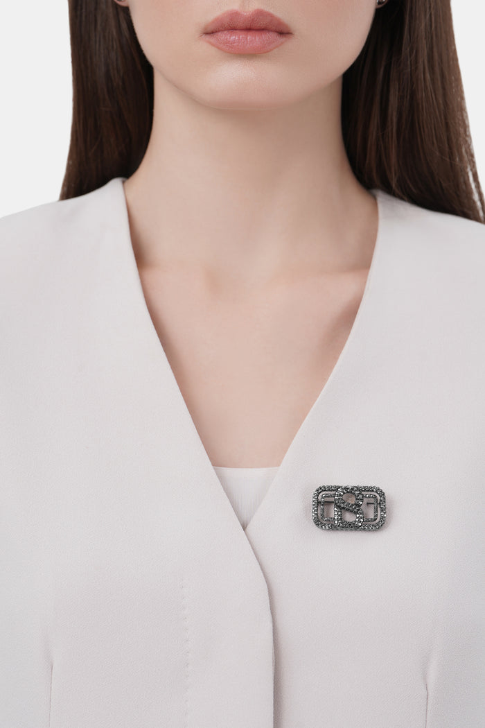 briana crystal brooch small in hematite by buttonscarves on blazers style look